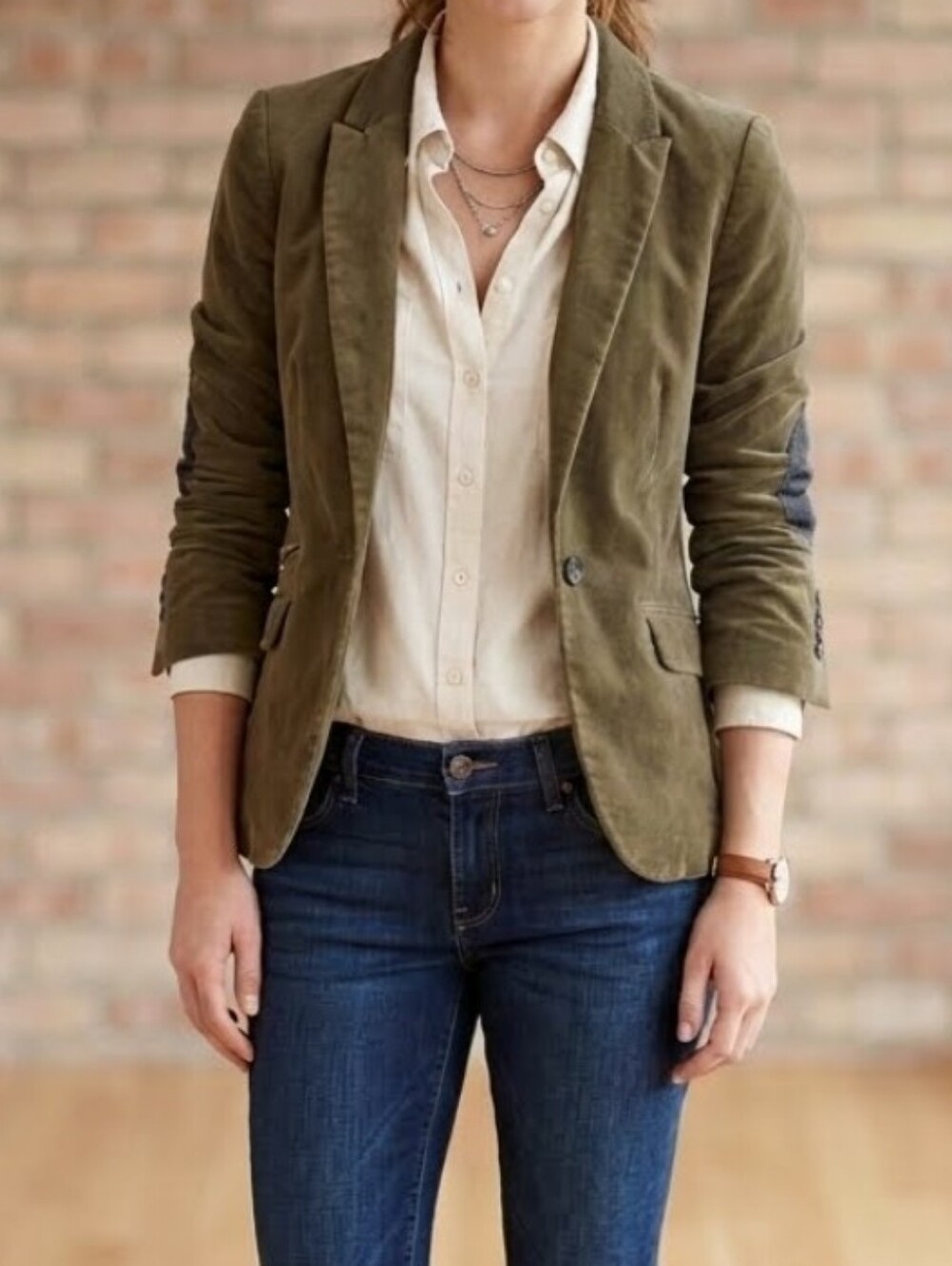 Zara Velvet Brown Elbow Patch Blazer Coat SMALL